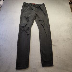 Guess Jeans Mens 28x29 Black Avalon Skinny Fit Distressed‎ Stretch Denim